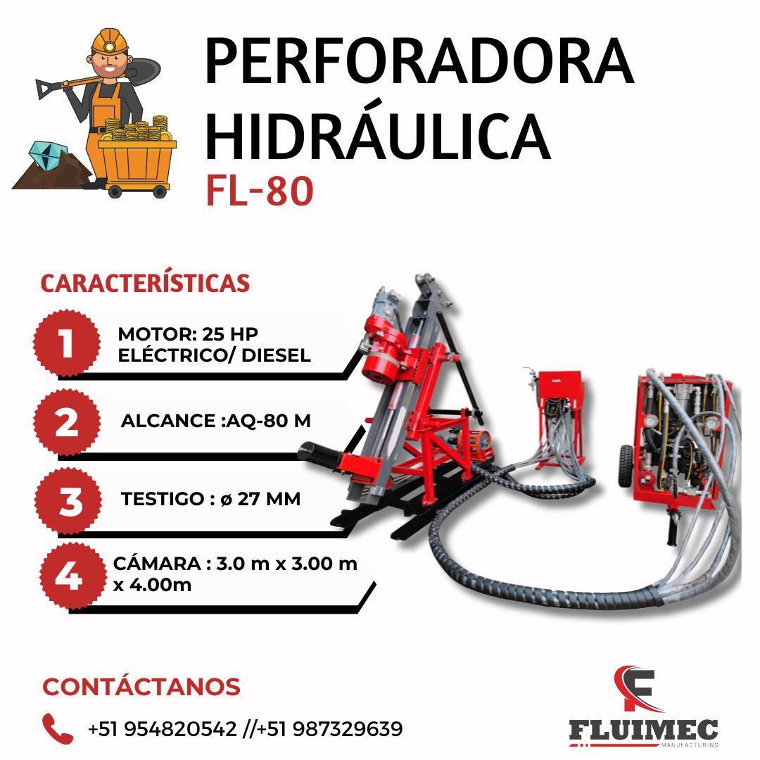 Hidráulica FL-80 Minería perforadora diamantina